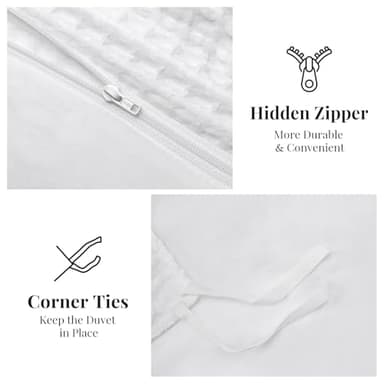 WARMDERN Waffle Weave Duvet Cover Queen Size, White Textured Duvet Cover Set, Soft and Breathable Comforter Cover, 3 Pieces Microfiber Bedding Set for All Season(White,Queen) - Image 4