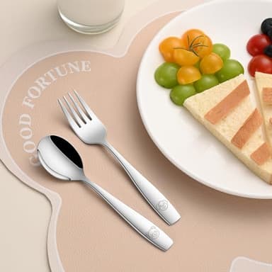DEHOV Toddler Eating Utensils Set,Set Of 12 Food Grade Stainless Steel Silverware Sets For Kids,Dishwasher Safe Children Small Metal Spoons And Forks Flatware Sets - Image 7