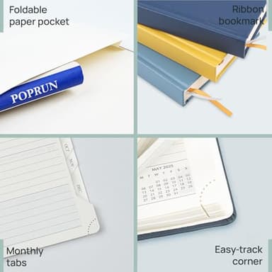 POPRUN 2025-2026 Monthly Planner (B5 8" X 10"), 18-Month Calendar Book (Jul.25 - Dec.26) with Monthly Tabs, Hardcover, Inner Pocket, 100GSM Thick Paper - Pacific Green - Image 4