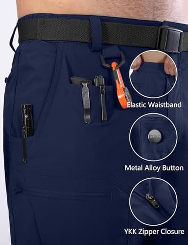 Shallowlulu Mens Cargo Hiking Shorts Water Resistant Quick Dry Lightweight Breathable Tactical Shorts with Nylon Belt(Midnight Blue 40W/10L) - Image 5