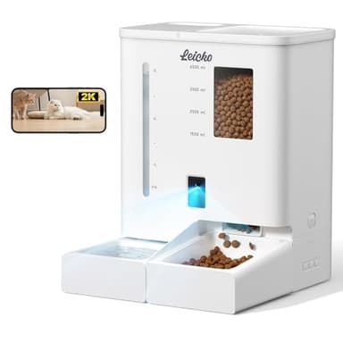 Automatic Cat Feeder with Camera,5G/2.4G WiFi Pet Feeder,2K HD Video and Night Vision,Easy APP Operation,Low Food and Food Clogging APP Tips,Water and Grain Large Capacity Feeder - Image 1