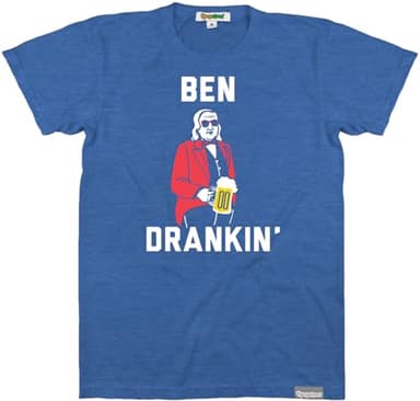 Tipsy Elves Patriotic Shirts for Men Comfy Casual American Flag Short Sleeve Mens 4th of July Summer Tees - Fun Memorial Day Crewneck Graphic Tee - Blue Ben Drankin' Tee Size Medium - Image 1