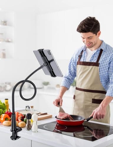 Tryone Gooseneck Tablet Holder Stand for Bed Adjustable Flexible Arm Tablets Mount Clamp on Table Compatible with iPad Air Mini | Galaxy Tabs | Kindle Fire | Switch or Other 4.7-10.5" Devices - Image 4