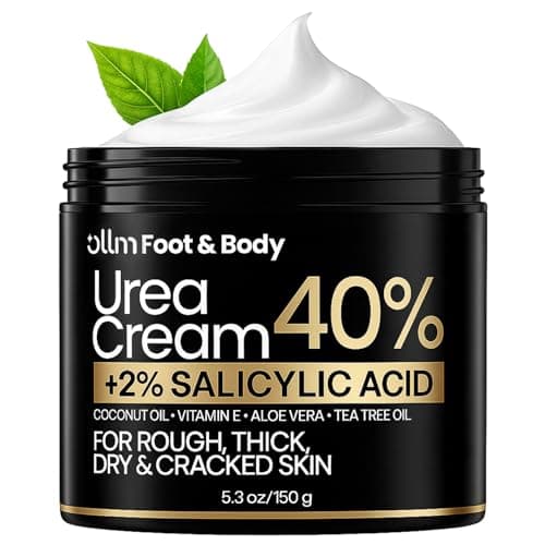 Urea Cream 40 Percent for Feet - Foot Cream for Dry Cracked Heels, 2% Salicylic Acid for Callus Remover, Maximum Strength Repair Skin, Soft & Smooth 40% Urea Lotion Moisturizer Elbows Hands Knees - Image 1