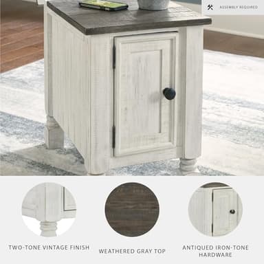 Signature Design by Ashley Havalance French Country Chair Side End Table, White & Gray - Image 4