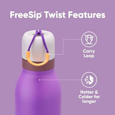 Owala FreeSip Twist Insulated Stainless Steel Water Bottle with Straw for Sports and Travel, BPA-Free, 18-oz, Purple (California Grapevine) - Image 3