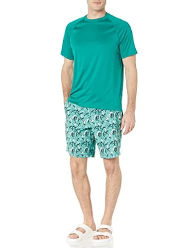 Amazon Essentials Men's Slim-Fit Short-Sleeve Quick-Dry UPF 50 Swim Tee, Teal Green, Medium - Image 5