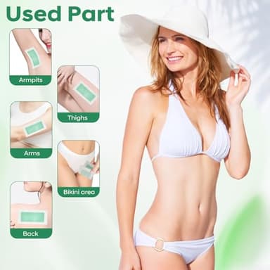 Wax Strips - Body Waxing Strips, Wax Kit for Women & Men - Brazilian Wax Kit, Back Waxing Kit, All Skin Types, Face, Arms, Legs, Armpits, Bikini, 98% Natural, Hypoallergenic Odourless, Green - Image 3