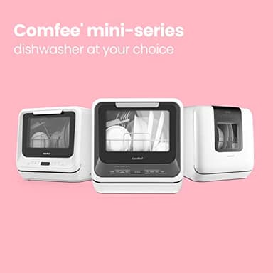 COMFEE' Portable Mini Dishwasher Countertop with 5L Built-in Water Tank for Apartments& RVs, No Hookup Needed, 6 Programs, 360° Dual Spray, 162℉ High-Temp& Air-Dry Function - Image 11