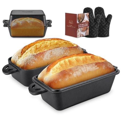 AILITOR Cast Iron Loaf Pan with Lid 9x5 Inch - Bread Baking Pans for Homemade Bread, 2 Piece Set - Image 1