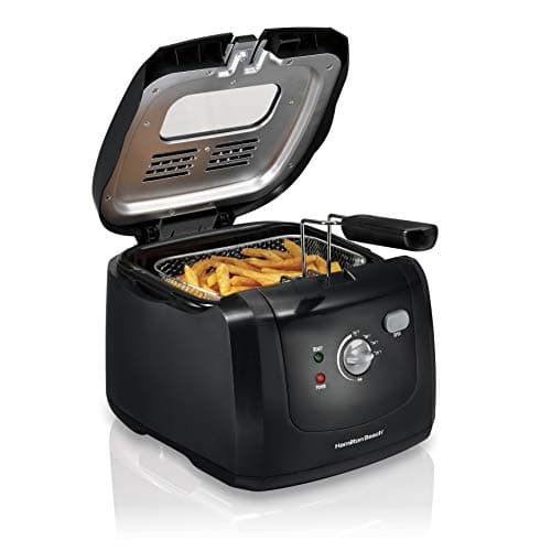 Hamilton Beach Cool Touch Electric Deep Fryer with Basket and Lid, 2 Liters / 8 Cups Oil Capacity, Adjustable Temperature, 1500 Watts for Fast Heat-up, viewing Window Easy to Clean, Black (35021) - Image 1