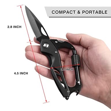 FUNBRO Multitool Carabiner with Pocket Knife, Stocking Stuffers Gifts for Men, EDC Carabiners with Folding Knives, Bottle Opener, Window Breaker and Screwdriver, Survival Gear for Camping Hiking - Image 7