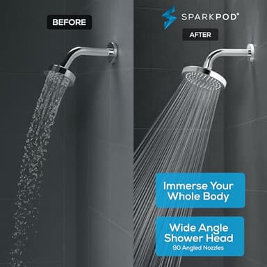 SparkPod Shower Head - High Pressure Rain - Premium Quality Luxury Design - 1-Min Install - Easy Clean Adjustable Replacement for Your Bathroom Shower Heads (Luxury Polished Chrome, 6 Inch Round) - Image 2