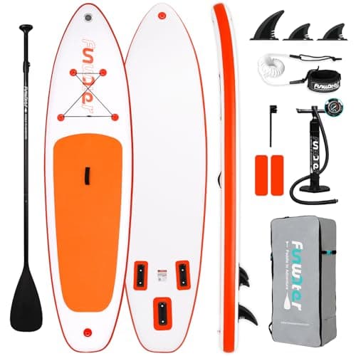 FunWater SUP Inflatable Stand Up Paddle Board 10'6×33"×6" Ultra-Light Inflatable Paddleboard with ISUP Accessories,Fins,Adjustable Paddle, Pump,Backpack, Leash - Image 1