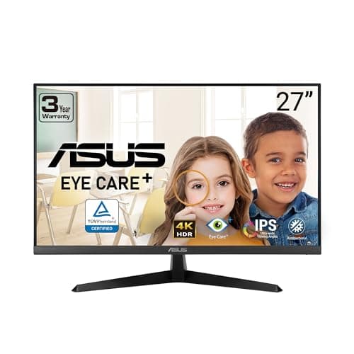 ASUS 27” 4K Eye Care Monitor (VY27UQ) - UHD (3840 x 2160), IPS, HDR10, Adaptive Sync, Eye Care Plus, Display Port, HDMI, Speaker, DisplayWidget, Blue Light Filter, Flicker Free, 3yr Warranty - Image 1