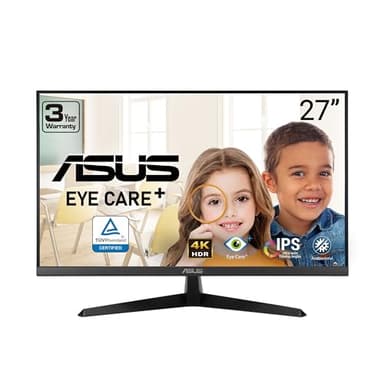 ASUS 27” 4K Eye Care Monitor (VY27UQ) - UHD (3840 x 2160), IPS, HDR10, Adaptive Sync, Eye Care Plus, Display Port, HDMI, Speaker, DisplayWidget, Blue Light Filter, Flicker Free, 3yr Warranty - Image 1