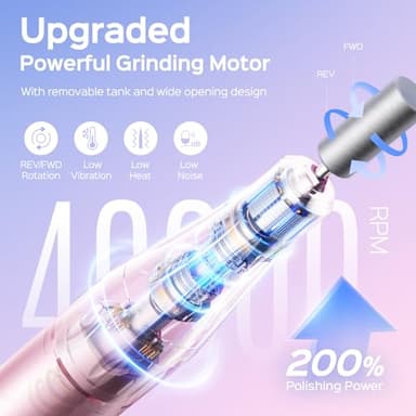 COSLUS Professional Rechargeable Electric Nail Drill 40000 RPM, Portable Nail File with Storage Stand for Acrylic Gel Polishing Removing - Easy to Use for Women, Manicure at Home DIY or Salon, Pink - Image 2