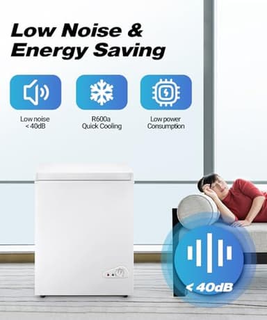 Chest Freezer 5.0 Cubic Feet, Deep Freezer with Removable Basket, 6 Level Adjustable Temperature from -18°F to 50°F, Manual Defrosting, Top Open Door, Suitable for Home, White - Image 6