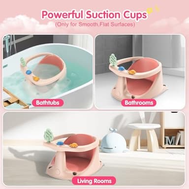 Baby Bath Seat for Babies 6 Months & Up, Non-Slip Bath Seats for Babies Sitting up,Bath tub Seat with Suction Cups,Safe & Comfortable Bath Chair Baby, Pink - Image 6