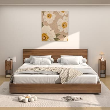 Narrow Fluted Nightstand Set of 2, Wooden Small 2 Drawer Nightstand, Slim Side End Table, Vintage Bedside Table, Mid Century Modern Night Stand with Drawers, for Living Room, Bedroom, Walnut - Image 7