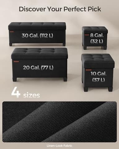 SONGMICS Storage Ottoman, Small Ottoman Foot Rest with Legs, 12.6 x 15.8 x 13.2 Inches Foot Stool, Load up to 660 lb, for Living Room, Bedroom, Dorm, Ink Black ULSF012B01 - Image 7