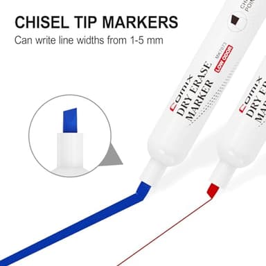 Comix Dry Erase Markers, Chisel Tip White Board Markers, 36 Bulk 4 Assorted Colors Low Odor Markers for Teachers Office & School Supplies - Image 3
