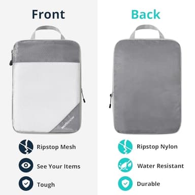 NICOSHOW 6 Set Compression Packing Cubes for Travel - Compressible, Lightweight, and Space-Saving Packing Cubes, Travel Essentials for Women, Grey - Image 5
