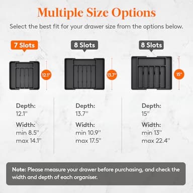 Lifewit Silverware Drawer Organizer, Expandable Utensil Tray for Kitchen, BPA Free Flatware and Cutlery Holder, Adjustable Plastic Storage for Spoons Forks Knives, 8.5"-14.1" x 12.1", Black - Image 4
