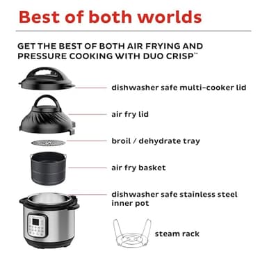 Instant Pot Duo Crisp 11-in-1 Air Fryer and Electric Pressure Cooker Combo with Multicooker Lids that Air Fries, Steams, Slow Cooks, Sautés, Dehydrates, & More, Free App With Over 800 Recipes, 6 Quart - Image 7