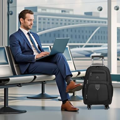 MATEIN Rolling Backpack with 4 Wheels, 17 inch Roller Travel Laptop Backpack for Women Men, Large Water Resistant Business Wheeled Bag, Airline Approved Carry on Luggage Suitcase Bag, Black - Image 8