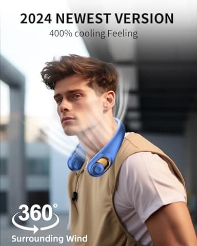 Neck Fan, Personal Fan with LED Indicator, USB-C Charging, Long-Lasting 5200mAh Battery, Hands Free Bladeless Fan with 3 Adjustable Speeds & Ultra-Quiet, Ideal for Home, Travel & Outdoor - Image 2