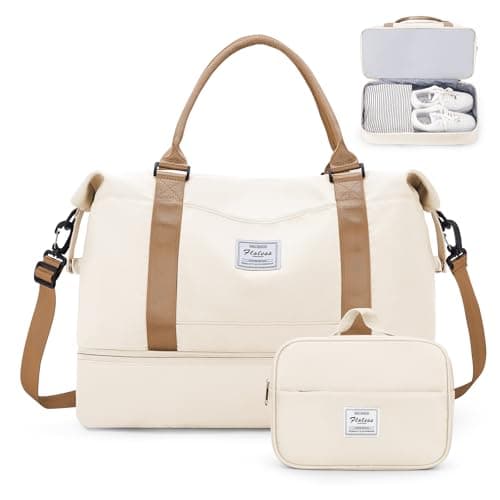 Weekender Bags for Women,Personal Item Travel Bag with Shoes Compartment,Overnight Travel Duffel Bag with Toiletry Bag,Medium - Image 1