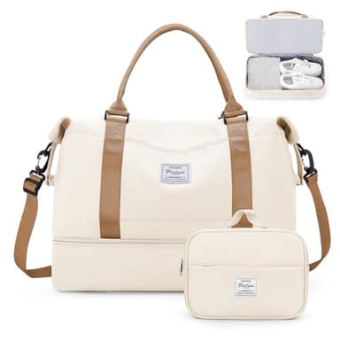 Weekender Bags for Women,Personal Item Travel Bag with Shoes Compartment,Overnight Travel Duffel Bag with Toiletry Bag,Medium - Image 1