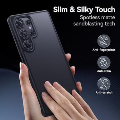 CASEKOO Genuine Official for Samsung Galaxy S25 Ultra Case [16FT Military Drop Protection] [Anti Stain Tech] Slim Matte Translucent Shockproof Protective S25 Ultra Case 6.9'', Black - Image 2