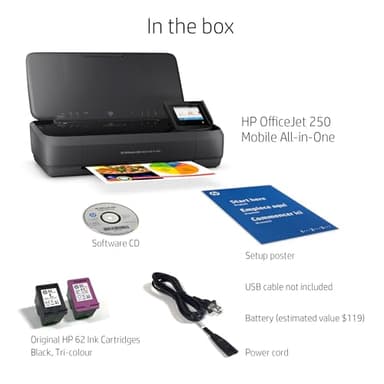HP OfficeJet 250 Wireless Mobile Printer, Scanner, Copier - Black, Battery included (CZ992A) - Image 8