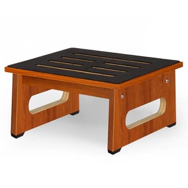 One Step Stool for Bed, Wooden Step Stool with Non-Slip Feet, 450 LBS Capacity Stepping Stool for Adults Seniors, Bedside Steps for High Beds, Bathroom Kitchen Bedroom, Easy to Assemble, Rustic Brown - Image 1