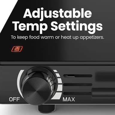 Chefman Electric Warming Tray with Adjustable Temperature Control, Perfect For Buffets, Restaurants, Parties, Events, and Home Dinners, Large 21” x 16” Glass-Top Surface Keeps Food Hot – Black - Image 4
