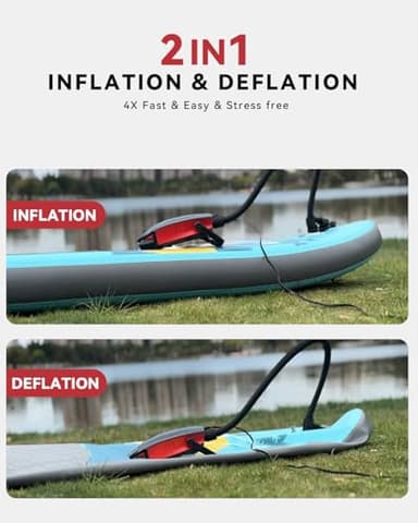 ZFOX 50PSI Paddle Board Pump, Portable Electric SUP Pump with Auto-Shutoff & Cooling Fan – Smart Inflation for Paddle Board, 9 Nozzles, HD LCD Display, 12V DC (Red-V) - Image 5