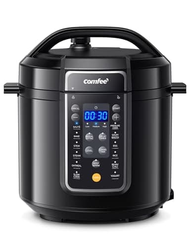 COMFEE’ 9-in-1 Electric Pressure Cooker, 14 Presets Instant Multi Slow Cooker Olla de Presion Non-Stick Pot Rice , Yogurt Maker, Sauté Steamer, Black , 6 Quarts - Image 1