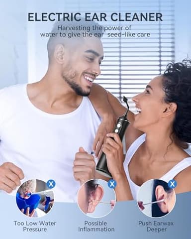 Electric Ear Wax Removal Kit, Ear Wax Cleaner with 4 Water Pressure Modes, Ear Cleaning Kit Safer and More Effective Ear Irrigation Flushing System, Earwax Removal Tool with 4 Nozzles (Silver-Black) - Image 9