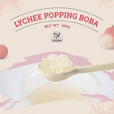 52USA Lychee Popping Boba (500g), Popping Pearls for Bubble Tea, Beverages, Sweets, Ice Cream, Shakes, Desserts & Smoothies Topping, 1.1 Pound (Pack of 1) - Image 2