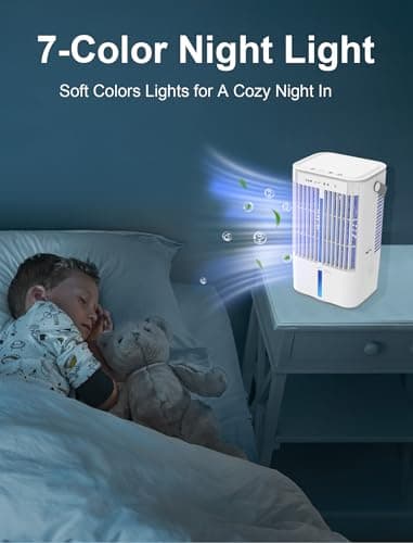 Portable Air Conditioner, 1200mL Evaporative Air Cooler, Personal Mini Air Conditioner with 3 Speeds & 2/4H Timer, 120° Oscillating Portable Ac Unit Fan Small Air Conditioner for Home Office Room - Image 7