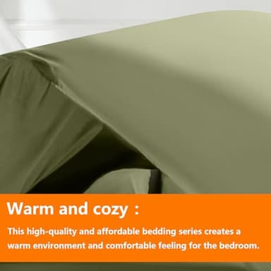 Olive Green Twin Size Comforter Set - 5 Pieces, Bed in a Bag Bedding Sets with All Season Soft Quilted Warm Fluffy Reversible Comforter,Flat Sheet,Fitted Sheet,1 Pillow Shams,1 Pillowcases - Image 2