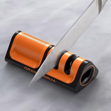 Orange Ninja Mini Knife Sharpener - Coarse & Fine Blade Sharpener, Sharpening System- Knife Sharpeners for Kitchen Knives, Pocket Kitchen Knives Sharpeners with Bottle Opener & Fridge Attachment - Image 3