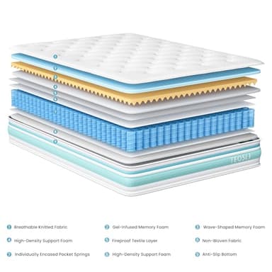 TeQsli Twin Size Mattress, 12 Inch Hybrid Mattress in a Box, Individual Pocket Spring Hybrid Mattresses for Cool Night & Pressure Relief, Medium Firm with Motion Isolating, 100 Nights Trial - Image 2