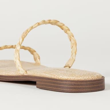 The Drop Women's Paris Square Toe Two Strap Flat Sandal, Braided Strap Raffia, 9.5 - Image 3