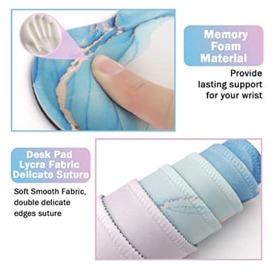 Ergonomic Large Mouse Pad and Keyboard Wrist Rest, Desk Pad for Keyboard and Mouse, 4-in-1 Large Gaming Mouse Pad with Wrist Support - Blue Marble - Image 5