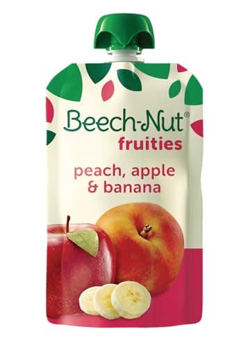 Beech-Nut Baby Food Pouches, Peach Apple Banana Fruit Puree Baby & Toddler Food, 3.5 oz (12 Pack) - Image 1
