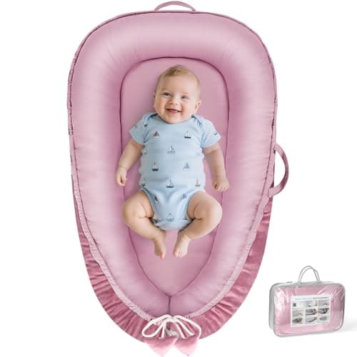 BBWOO Baby Lounger - Baby Lounger for Newborn 0-24 Months, Breathable & Soft Cotton and Velvet Cover Baby Nest, Portable Cozy Infant Lounger for Home and Travel, Ideal Baby Essentials & Shower Gifts - Image 1