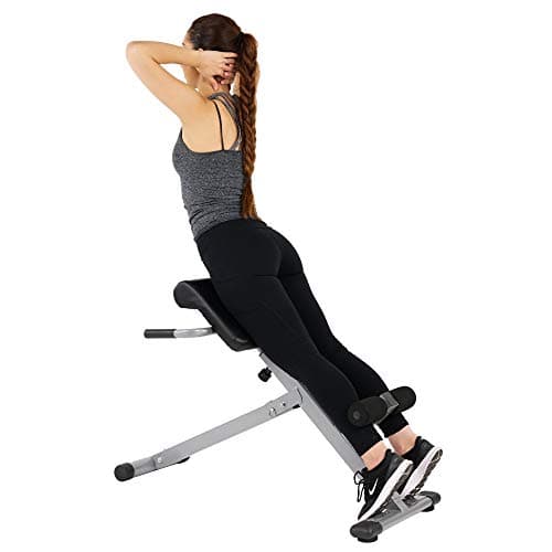 Sunny Health & Fitness 45-Degree Hyperextension Roman Chair with Adjustable Height and Back, Glute, Hamstring, and Ab Workouts Foldable Sit Up Gym Bench for Home, Gray - SF-BH6629 - Image 1